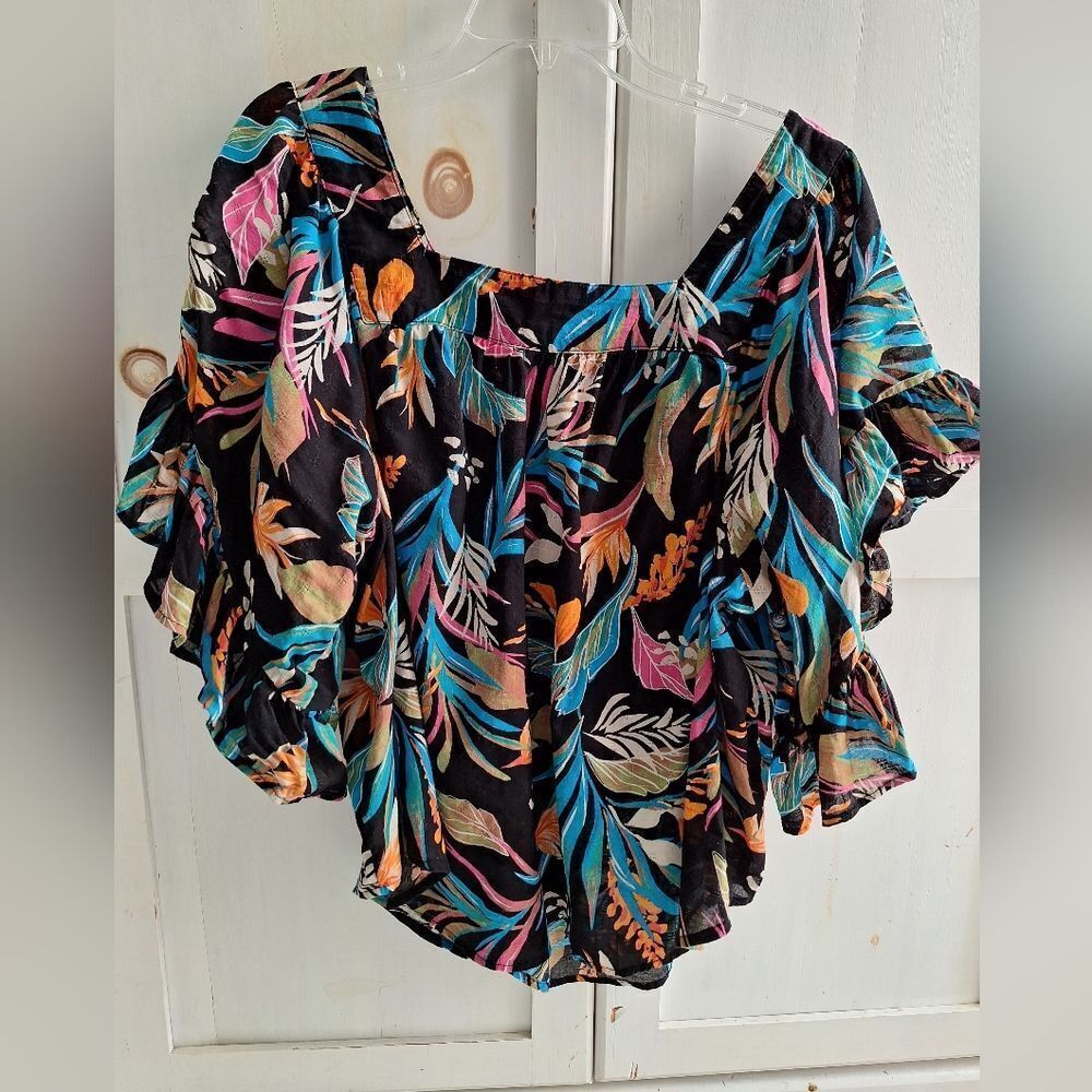 Terra & Sky 0X Floral Ruffle Women's Top